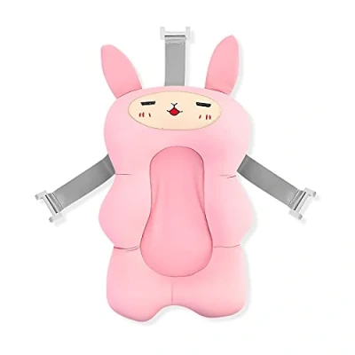 Abbildung von SONARIN Baby Badeauflage,Rutschfeste Weiche Neugeborenen Badekissen Badewannensitz Dusche Kissen Duschauflage Duschsitz Badematte Badewanne Pad mit 3 Verstellbaren Schnallen(Rosa)