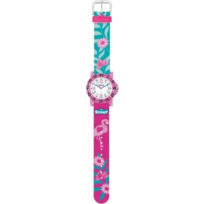 Abbildung von Scout Quarzuhr The IT Collection, 280375019, Lernuhr, Flamingo Blumenmotiv, Glitzer, ideal auch als Geschenk