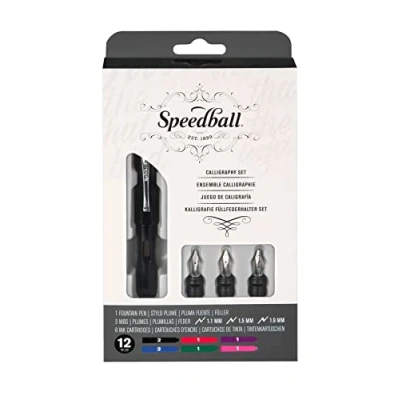 Abbildung von Speedball Kalligraphie Füllfederhalter Set, silberfarben
