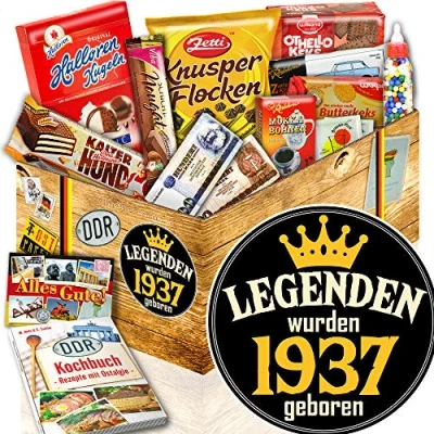 Abbildung von Legenden 1937 + Süßes DDR Geschenkset Geburtstagsgeschenk Mann