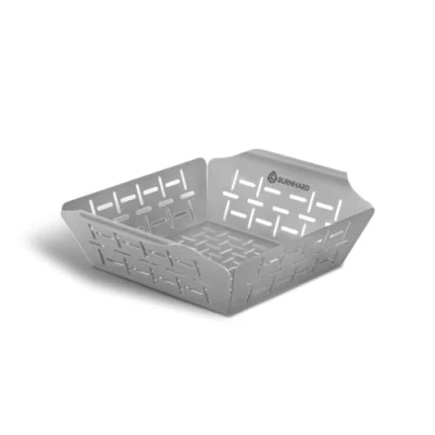 Abbildung von BURNHARD Grillkorb 19 x 5,5 cm aus Edelstahl für Gemüse, Fleisch und Fisch, Gemüsekorb Gas , Elektro Holzkohlegrill, spülmaschinenfest, rostfrei