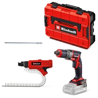 Abbildung von Einhell Professional Akku Trockenbauschrauber TP DY 18 Li BL + Magazine Power X Change (18 V, Brushless, Tiefenanschlag, inkl. Magazinaufsatz, 2x Bit, E Case, ohne Akku)