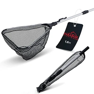 Abbildung von Paradox Fishing gummierter Kescher 1,6m I Teleskop Angeln gummiert Angelkescher Angel Unterfangkescher