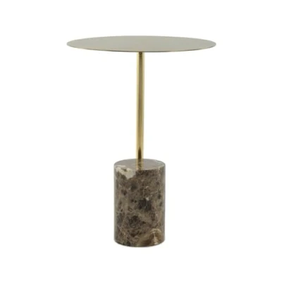 Abbildung von Qiyano Beistelltisch Eleganter Sofatisch Tereo Beige Marmor, Glas, Wohnzimmer