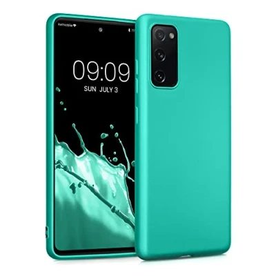 Abbildung von kwmobile Case kompatibel mit Samsung Galaxy S20 FE Hülle Schutzhülle aus Silikon metallisch schimmernd Handyhülle Metallic Türkis