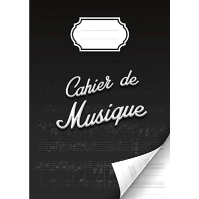 Abbildung von Cahier de musique avec portées et annotations pour la composition musicale solfège partitions 48 pages Grand format A4 : 21x 29,7 cm Couverture brillante