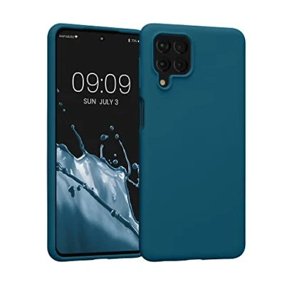 Abbildung von kwmobile Hülle kompatibel mit Samsung Galaxy M53 5G Silikon Handy Case Handyhülle weiche Oberfläche kabelloses Laden Petrol matt