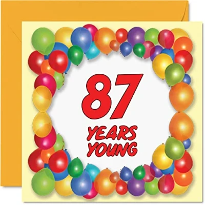 Abbildung von Stuff4 Lustige Geburtstagskarte zum 87. Geburtstag für Männer, Frau Years Young Happy Birthday Glückwunschkarte Papa, Opa, Tante, Oma, Mutter, Onkel, 145 mm x Grußkarten