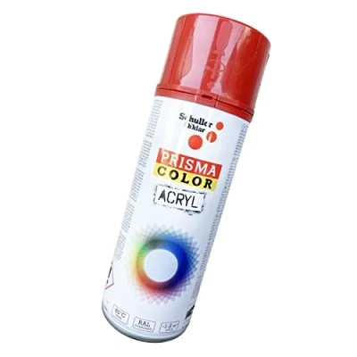 Abbildung von Lackspray Acryl Sprühlack Prisma Color RAL, Farbwahl, glänzend, matt, 400ml, Schuller Lackspray:Feuerrot RAL 3000