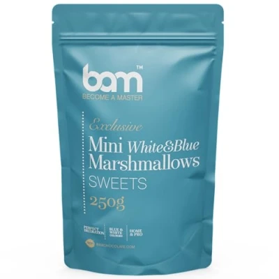 Abbildung von BAM Mini Marshmallows, Tortenstreusel, Ideal zum Dekorieren von Torten, 250 g (Blau und Weiß)