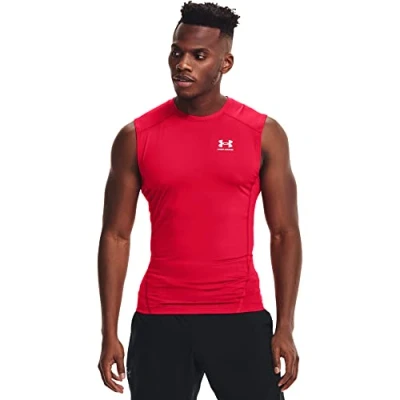 Abbildung von Under Armour Herren HeatGear Compression Sleeveless T Shirt Ärmellos, Rot (600)/Weiß, Klein