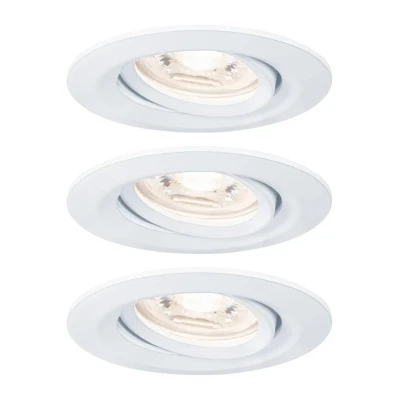 Abbildung von Paulmann 94293 Nova Mini LED Einbauleuchte Coin 3er Set rund schwenkbar 3x4W Deckeneinbaustrahler Weiß matt Einbaulampe Aluminium Warmweiß 2700K