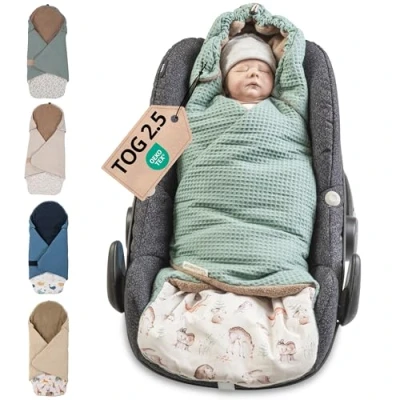 Abbildung von ULLENBOOM Einschlagdecke Babyschale, 100% OEKO TEX Materialien, Ideal für Herbst und Winter, Waldfreunde (Made in EU) Babydecke Kindersitz oder Kinderwagen, kuschelige Decke Babys