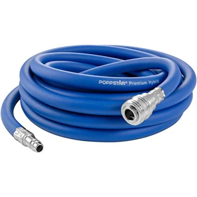 Abbildung von Poppstar Druckluftschlauch Premium Hybrid PVC mit Gewebeeinlage, (Innendurchmesser 9,2mm) Schnellkupplungen, bis 20 bar