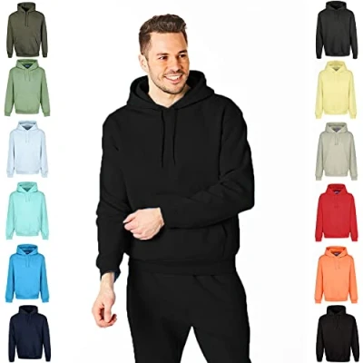 Abbildung von RIPT Herren Essentials by Performance Mens Hooded Soft Touch Lougewear Hoody Kapuzen Sweatshirt, Schwarz, L