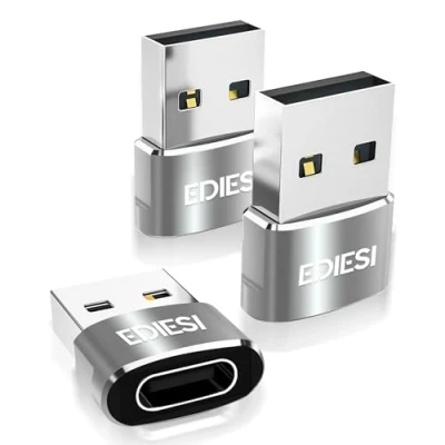 Abbildung von EDIESI, USB C Adapter, Pack 3, für schnelles Laden und Datensynchronisierung, kompatibel mit iPhone 15/14/13, iPad, Galaxy, CarPlay, AirPods (Weiß)