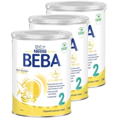 Abbildung von BEBA 2 Folgemilch nach dem 6. Monat, Babynahrung mit 5 HMO Komplex, nur Laktose, ohne Palmöl, 3er Pack (3 x 800g)