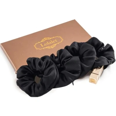 Abbildung von (4 Stück) Lolalet Haargummis Scrunchies mit Reißverschluss Tasche für Damen, Haargummi Weich Elastisch Damen Frauen Mädchen C