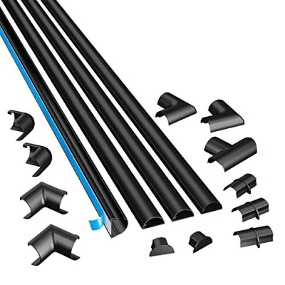 Abbildung von D Line 3015KIT002 Selbstklebender, Runder Schwarzer Kabelkanal, 30x15 mm, 4 x 1 m Länge, Stück