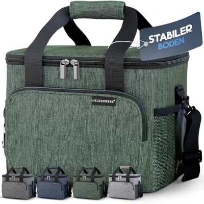 Abbildung von HELDENWERK Kühltasche für Essen &amp; Getränke Isolierte Thermotasche auslaufsicher wasserdicht Frühstückstasche, Picknick Lunchtasche, Thermo Tasche olivgrün