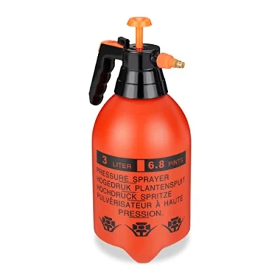 Abbildung von Relaxdays Drucksprüher 3 L, einstellbare Messingdüse, Wasser &amp; Unkrautvernichter, Sprühflasche Garten, orange/schwarz