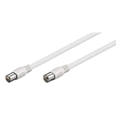Abbildung von Goobay Antennenkabel (Class A, 85 dB), 2X geschirmt; geschirmt, 3 m, Weiß Koax Stecker &gt; Buchse (vollständig geschirmt)