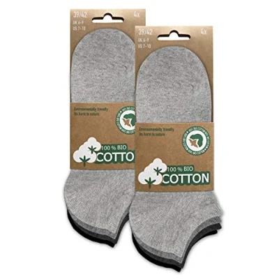 Abbildung von Herren &amp; Damen 100% BIO Baumwolle Sneaker Socken Kurzer Schaft (8 Paar) Grau 35 38