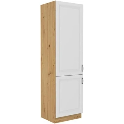 Abbildung von Küchen Hochschrank 60 cm Stilo Weiss + Eiche Artisan Küchenzeile Küchenblock