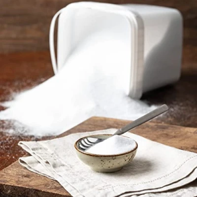 Abbildung von Erythrit Erythritol im Eimer kalorienfreier Zuckerersatz Behälter ohne Gentechnik natürliche Zuckeralternative leicht löslich Süßstoff 70% Süßkraft von Zucker Vitalesia (5kg)