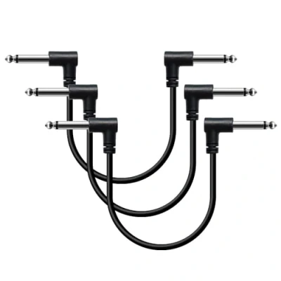 Abbildung von Shaevle Patchkabel Gitarre Pedal 15CM Rechtwinklig 6.35mm Instrumentenkabel geräuschlos Klinkenpatchkabel für Effektpedale Schwarz 3 Stück