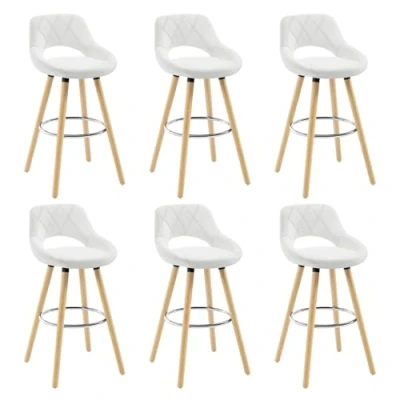 Abbildung von WOLTU 6er Set Barhocker Barstuhl Tresenhocker Bistrohocker Design Hocker, Sitzfläche aus Kunstleder, Holzgestell, mit Fußstütze, Weiß, BH111ws 6