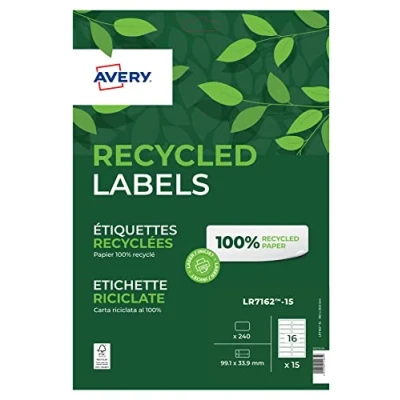 Abbildung von Avery Zweckform LR7167 100 Recycling Adress Etikett 199,6x289,1 mm
