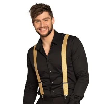 Abbildung von Boland Hosenträger, verstellbar, elegant, 20er Jahre, Gatsby, Karneval, Halloween, Fasching, Mottoparty, Verkleidung, Theater, Accessoire, Gold