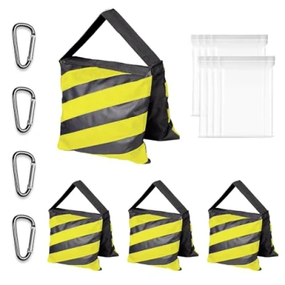Abbildung von EMART 4er Pack Sandbag Sandsack Schwarz/Gelb für Fotografie, Strapazierfähiger Sandsäcke Fotostudio, Video, Stativhalterungen