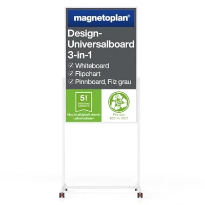 Abbildung von Magnetoplan Moderationswand 11112101 75x120cm Filz grau