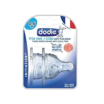 Abbildung von Dodie Initiation+, runder Sauger, 3 Geschwindigkeiten, Antikolik, großer Hals, Silikon, Fluss 1, 0 6 Monate
