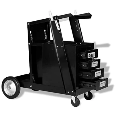 Abbildung von vidaXL Schweißwagen mit 4 Schubladen Schwarz Schweißmobil Schweißgerätewagen
