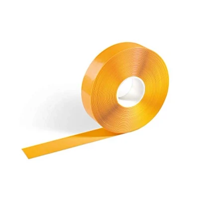 Abbildung von Durable Bodenmarkierungsband Duraline, selbstklebend und rutschhemmend, 50 mm x 0,5 30 m (B H L), RAL 1003 Signalgelb, 102104