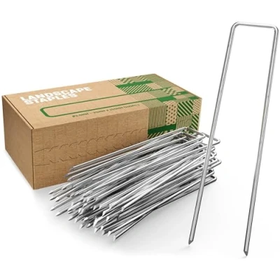Abbildung von GardenGloss Erdanker/Heringe Anti ROST 20 Stück rostfreie &amp; verzinkte Bodenanker für Befestigung 150mm*25mm*Ø2.8mm Erdnägel/Bodenhaken aus Stahl Bodenverankerung/Bodenbefestigung