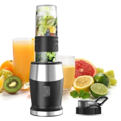 Abbildung von Mixer, 500W Smoothie Maker &amp; Standmixer Mixer mit 570ml Flaschen BPA frei Tritan,Tragbarer Blender aus Edelstahl 4 Blatt für Shake, und Babynahrung