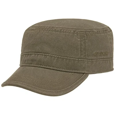 Abbildung von Stetson Gosper Army Cap Damen/Herren Urban Armycap aus Baumwolle Militärcap mit UV Schutz 40 Mütze Militär Sommer/Winter Oliv XXL (62 63 cm)
