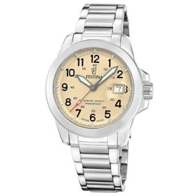 Abbildung von Festina F20081/1 Herrenuhr Quarz Stahl/Beige mit 3 Bändern