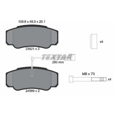 Abbildung von TEXTAR 2392103 Bremsbelagsatz mit integriertem Verschleißwarnkontakt Bremssattelschrauben Zubehör NISSAN: NT400 Cabstar, Cabstar