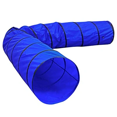 Abbildung von lionto Outdoor Tunnel robust für große &amp; kleine Hunde, 500x60 cm, Faltbarer Spieltunnel Kinder mit Heringen aus reißfestem Material, standhafter Agility praktischer Tragetasche, blau