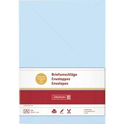 Abbildung von 5 x Brunnen Briefumschläge C5 Nassklebung 80g/qm hellblau VE=10 Stück