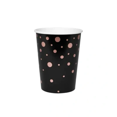 Abbildung von Becher Schwarz mit Rosa Gold Punkten 8 Stück