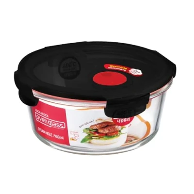 Abbildung von LOCK &amp; Frischhaltedose aus Glas mikrowellengeeignet Oven Glass Auflaufform rund mit Deckel für Backofen, Mikrowelle zum Einfrieren, versch. Größen (950ML)