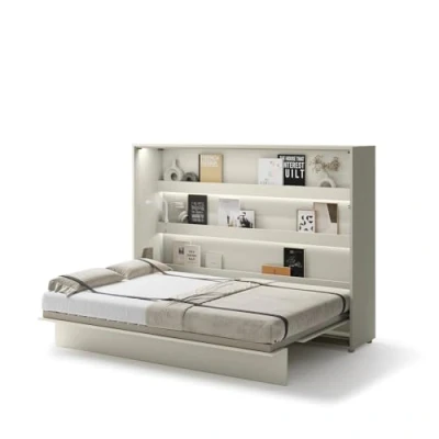 Abbildung von MEBLINI Schrankbett Bed Concept Wandbett mit Lattenrost Klappbett Schrank Wandklappbett Murphy Bettschrank BC 04 140x200cm Horizontal Kaschmir Matratze