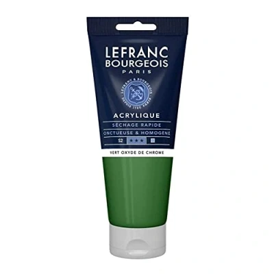 Abbildung von Lefranc Bourgeois 300369 Fine Acrylfarbe Chromoxydgrün, 200ml Tube, cremige auf Wasserbasis, schnell trocknend, lichtecht, wasserfest