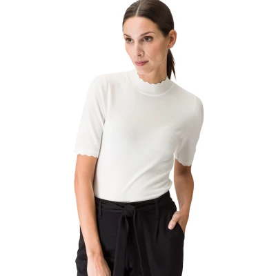 Abbildung von zero MIT Wellenkante Tshirt basic, Damen, Größe: 40, Offwhite